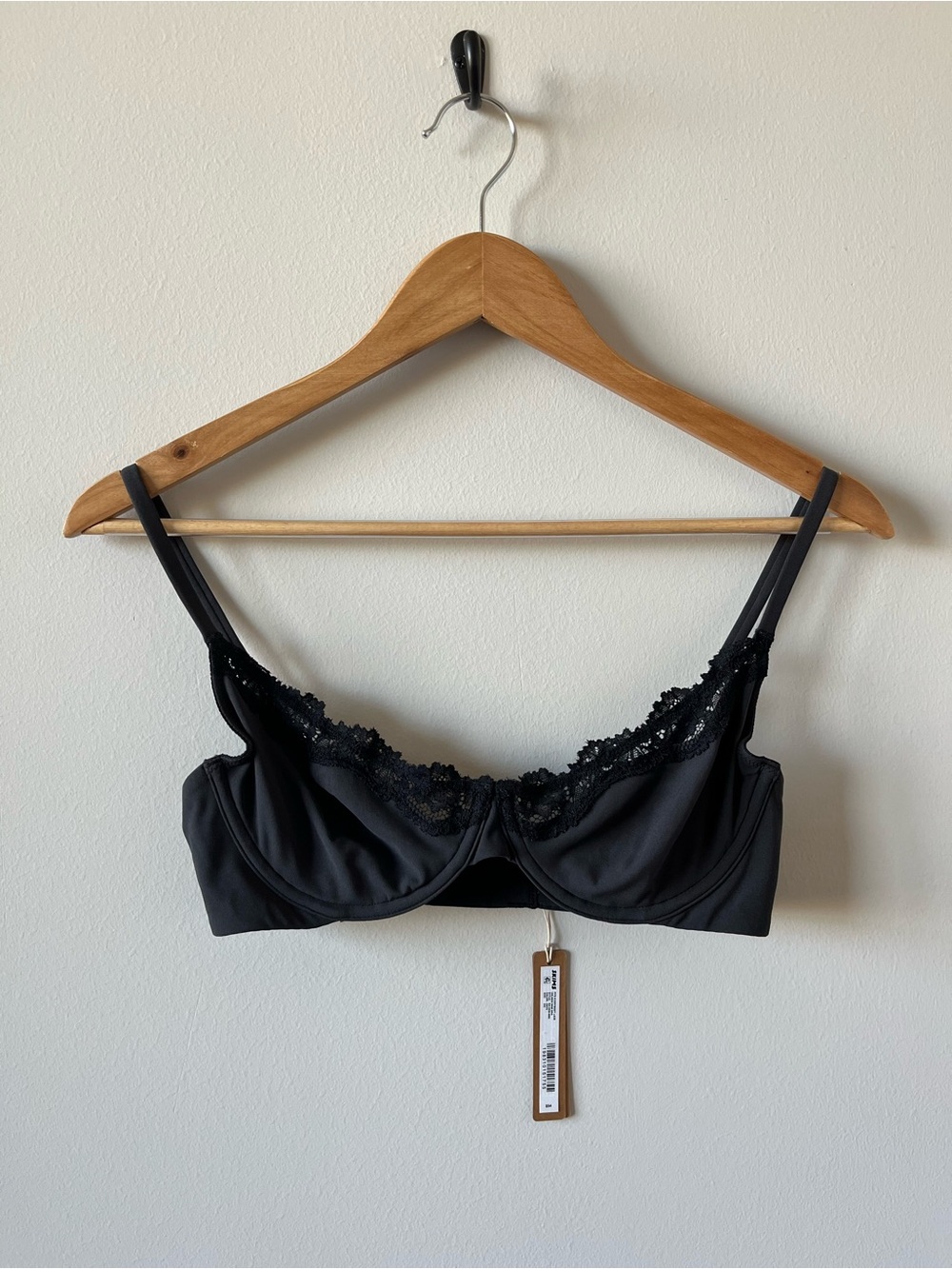 SKIMS Fits Everybody Lace Unlined Demi Bra 34C 36B 36C NWT Onyx Color